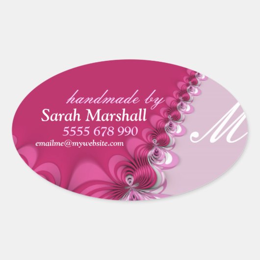 Elegante Roze Kant Handgemaakt door Label Sticker (Voorkant)