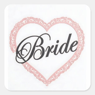 Elegante Roze Kant Hart Bruid Huwelijk Favor Stick Vierkante Sticker