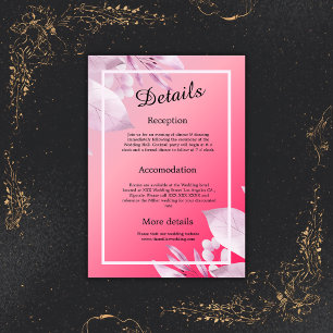 Elegante roze kersenbloemen groen informatiekaartje