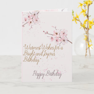 Elegante Roze Kersenbloesem Bloemige Verjaardag Kaart