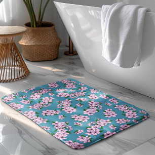 Elegante roze kersenbloesem bloemige waterverf badmat