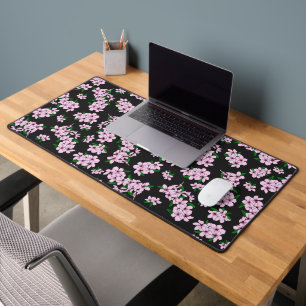 Elegante roze kersenbloesem bloemige waterverf bureaumat