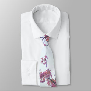 Elegante roze kersenbloesems lente Hanami blauw Stropdas