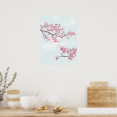 Elegante roze kersenbloesems poster (Keuken)