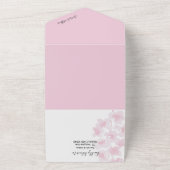 Elegante roze kersenbloesems Waterverf All In One Uitnodiging (Buitenkant)