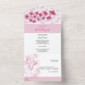 Elegante roze kersenbloesems Waterverf All In One Uitnodiging (Binnen)