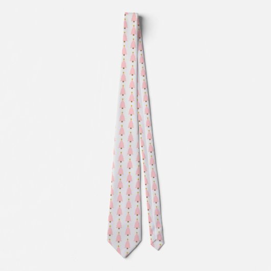 Elegante roze kerstboom & gouden ster patroon stropdas (Voorkant)