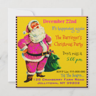 Elegante Roze Kerstman Vintage Kerstfeest Kaart