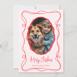 Elegante Roze Kerstmis Foto Feestdagenkaart