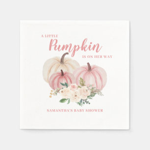 Elegante Roze Kleine Pompoen Meisje Baby Shower Servet