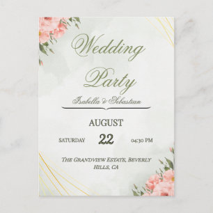 Elegante Roze Lelies & Gouden Geometrische Lijst T Briefkaart