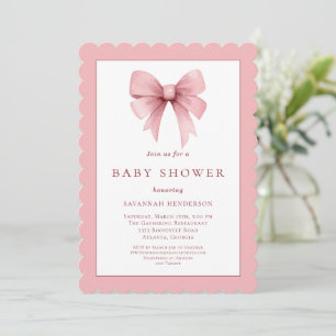 Elegante Roze Lint Boog Baby Shower Kaart