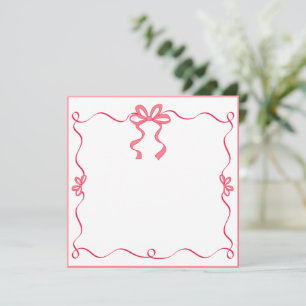 Elegante Roze Lint Ik Dank Je, Meisjesachtig Burea Notitiekaartje