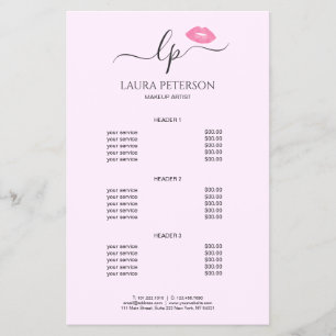 Elegante roze lippen in handgeschreven kalligrafie flyer