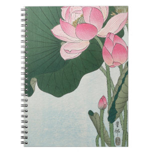 Elegante roze lotus Japanse bloemenprint Notitieboek