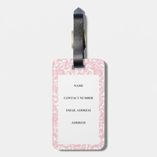 Elegante Roze Lotus Lantaarns Mehndi Sangeet India Bagagelabel (Achterkant verticaal)