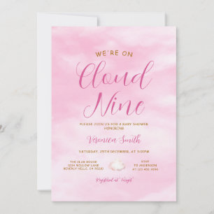 Elegante Roze Lucht Wacht Baby Shower Thema Kaart