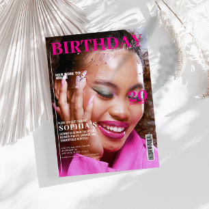 Elegante roze Magazine cover 30ste verjaardag Kaart