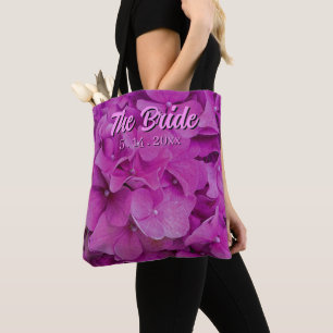 Elegante roze magenta bloemige hortensia rozen draagtas