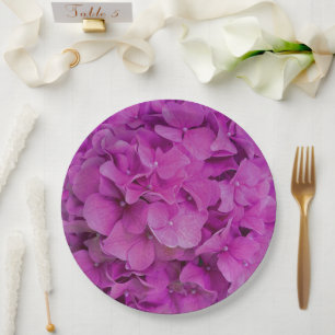 Elegante roze magenta bloemige hortensia rozen papieren bordje