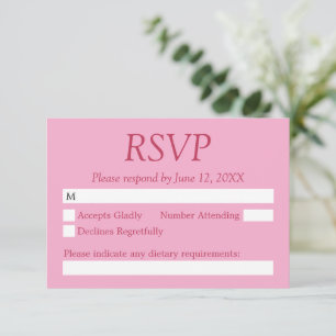 Elegante Roze Magenta bruiloft RSVP Kaart