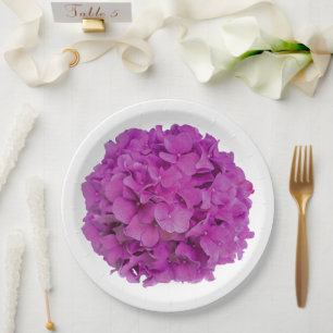 Elegante roze magenta floral hortensia rozen papieren bordje