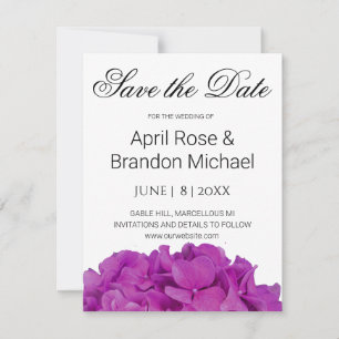 Elegante roze magenta floral hortensia rozen save the date