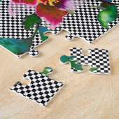 Elegante roze magenta waterverf bloemen rozen legpuzzel (Zijkant)