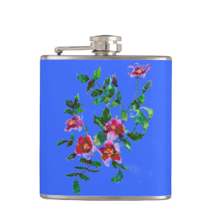 Elegante roze magenta waterverf bloemenrozen heupfles