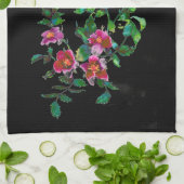 Elegante roze magenta waterverf bloemenrozen theedoek (Gevouwen)