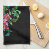 Elegante roze magenta waterverf bloemenrozen theedoek (Quarter Fold)