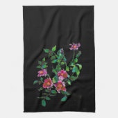 Elegante roze magenta waterverf bloemenrozen theedoek (Verticaal)