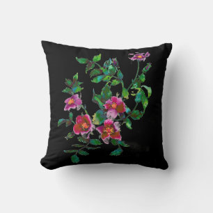 Elegante roze magenta waterverf bloemrozen kussen
