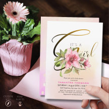 Elegante Roze Magnolia Gouden Schrift Het is een M