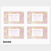Elegante Roze Marmer Gouden Kaarslabel Sjabloon Rechthoekige Sticker (Vel)