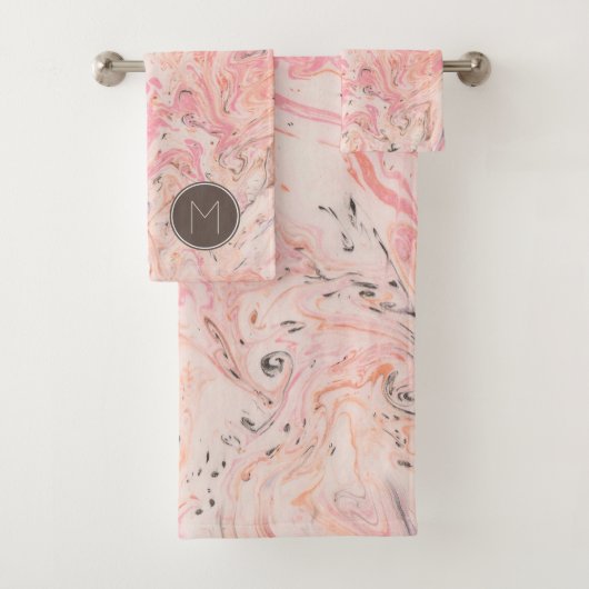 Elegante roze marmeren badhanddoekenset bad handdoek (Insitu)