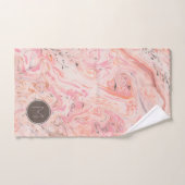 Elegante roze marmeren badhanddoekenset bad handdoek (Handdoek)