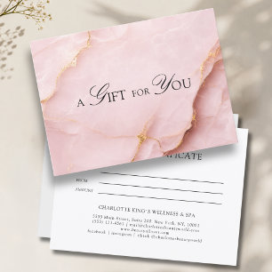 Elegante Roze Marmeren Cadeaucertificaat