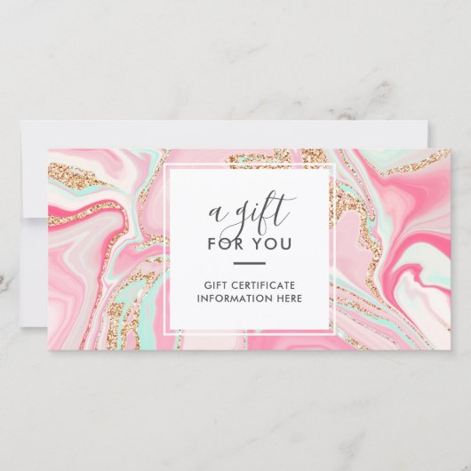 Elegante roze marmeren roze gouden glitters cadeau (Voorkant)