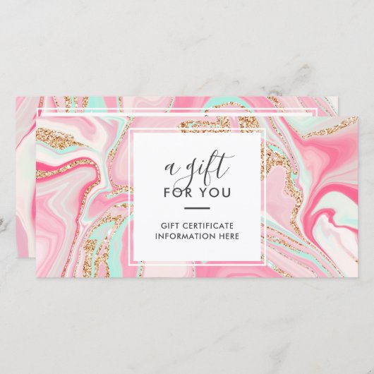 Elegante roze marmeren roze gouden glitters cadeau (Voorkant / Achterkant)