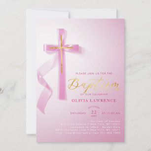 Elegante Roze Meisje Doop Religieuze Heilige Doop Kaart