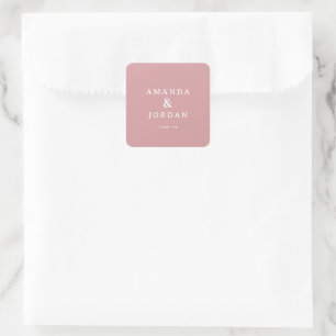 Elegante Roze Minimalistische Dankjewel Vierkante Sticker