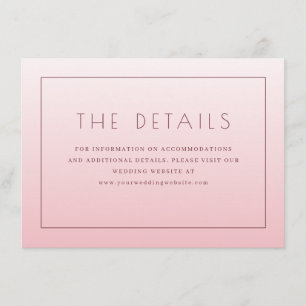 Elegante Roze Minimalistische Trouwdetails Informatiekaartje