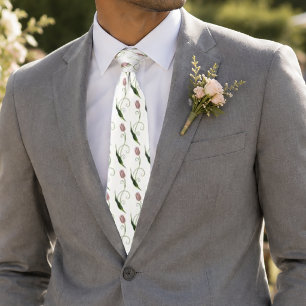 Elegante Roze Minimalistische Tulp Bloem Stropdas