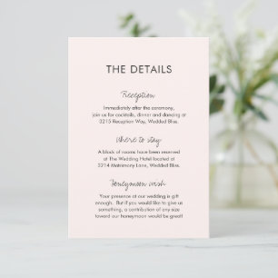 Elegante roze moderne bruiloft informatiekaartje