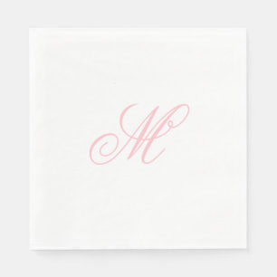 Elegante Roze Monogram Beginletter Servet