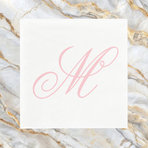 Elegante Roze Monogram Beginletter  Servet