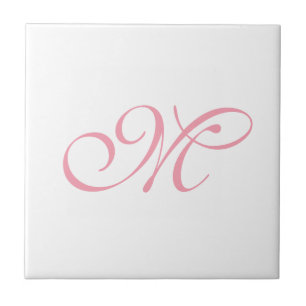 Elegante Roze Monogram Initiaal Tegeltje