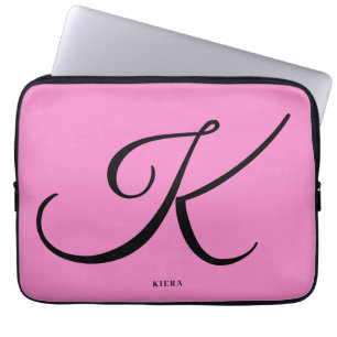 Elegante roze monogram laptophoes laptop sleeve