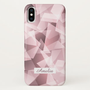 Elegante Roze Naam Geometrisch Veelhoekig Patroon iPhone X Hoesje